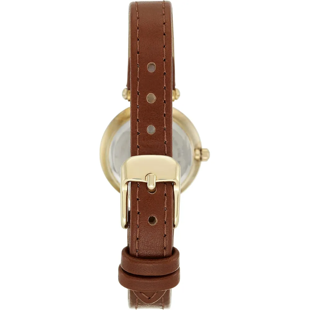 Anne Klein 109442CHHY reloj para mujer con correa de cuero | 45 mm - Marrón/Oro