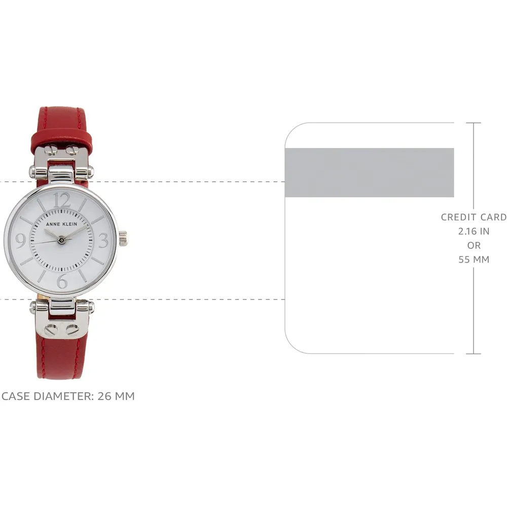 Anne Klein 109442CHHY reloj para mujer con correa de cuero | 45 mm - Rojo/Plateado