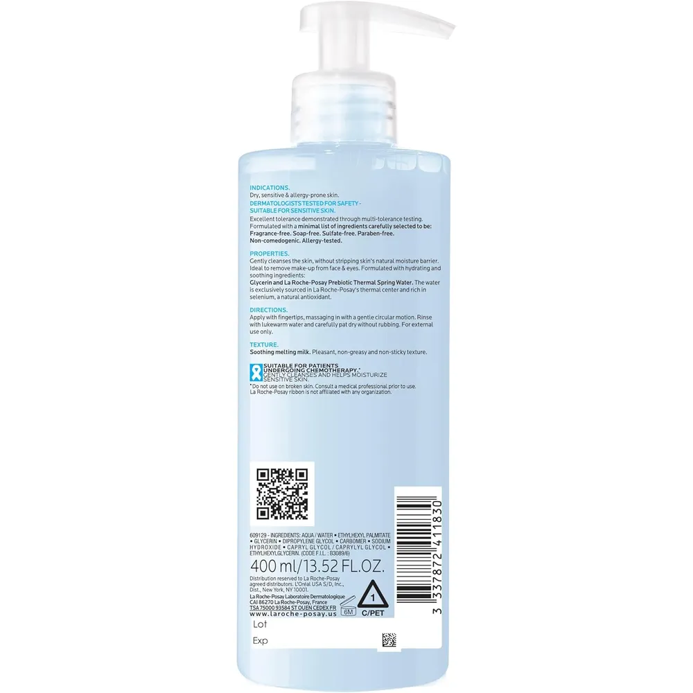 LIMPIADOR FACIAL HIDRATANTE EN LECHE TOLERIANE LA ROCHE-POSAY 13.5 OZ / 400 ML