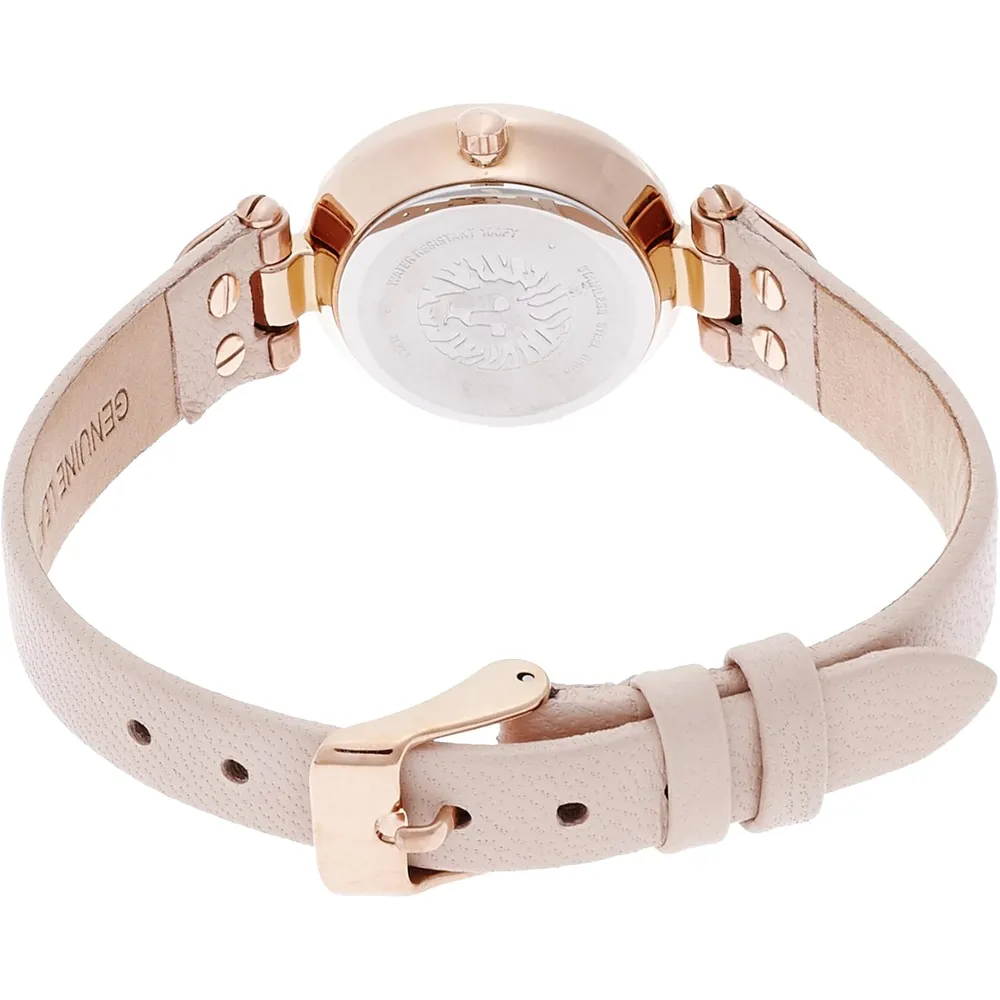 Anne Klein 109442CHHY reloj para mujer con correa de cuero | 45 mm - Rosado rubor/oro rosado