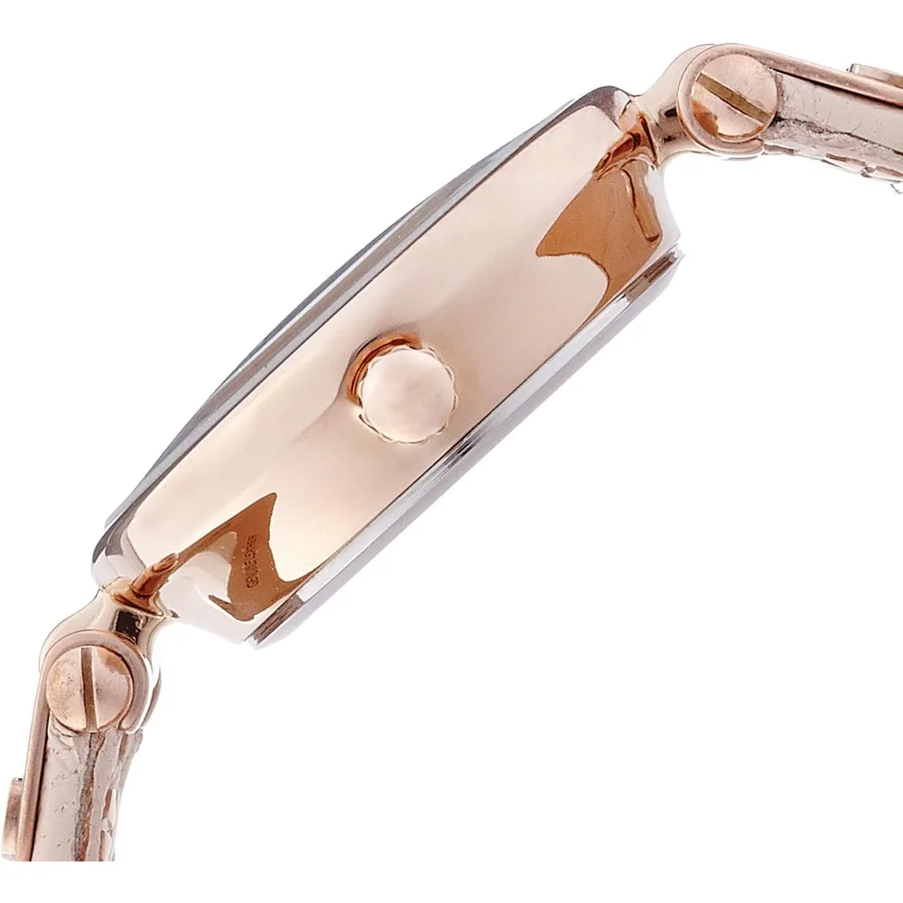 Anne Klein 109442CHHY reloj para mujer con correa de cuero | 45 mm - Rosado rubor/oro rosado
