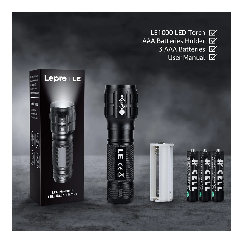 La Mini Led Linterna Táctica - Cree Led - de Enfoque Ajustable y Acercamiento - Linterna Pequeña - Súper Brillante - Pilas Incluidas