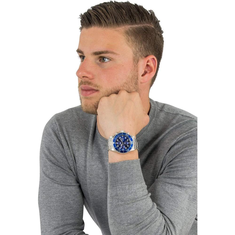 Reloj Invicta Pro Diver para hombre borde moneda acero inoxidable | Azul Eléctrico y Plateado