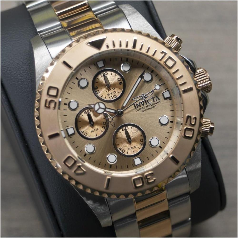 Reloj Invicta Pro Diver para hombre cronógrafo movimiento de cuarzo | Oro Rosa