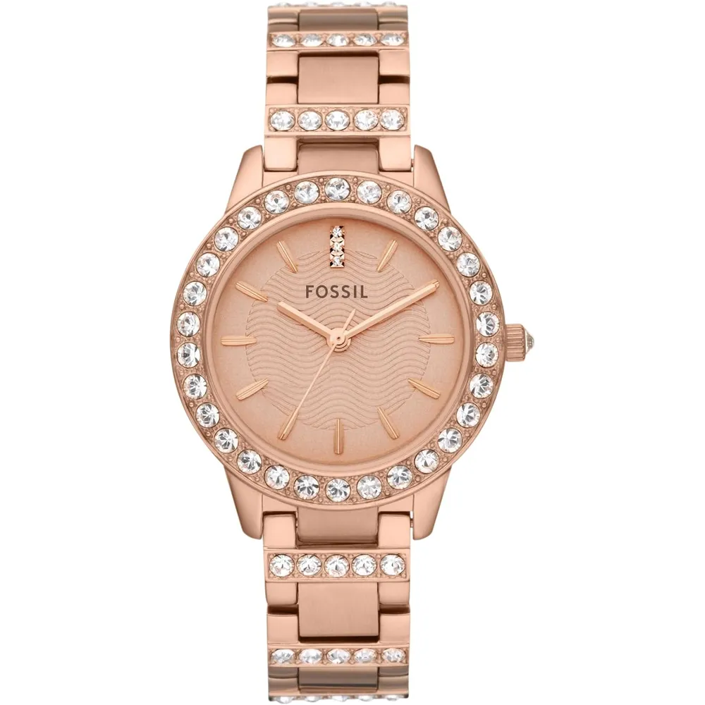 Fossil reloj de cuarzo Jesse para mujer, acero inoxidable | Oro rosa