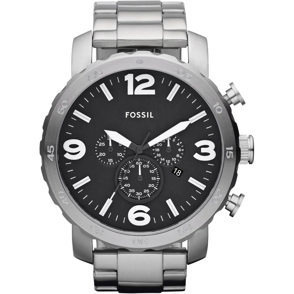 Fossil JR1353 reloj para hombre Nate cronógrafo de acero inoxidable | 50 mm - Plateado
