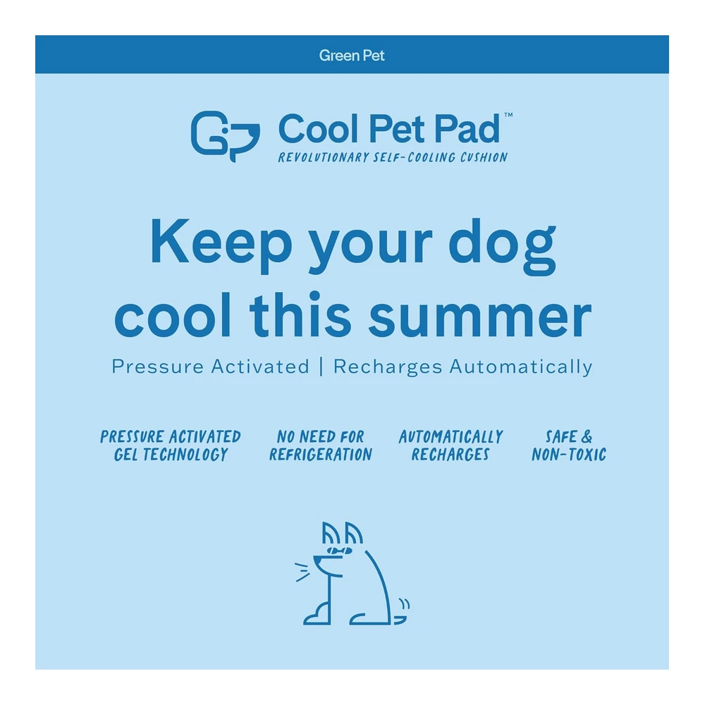 b006nonhne_1.webp The Green Pet Shop Almohadilla de Enfriamiento para Mascotas - Esta Colchoneta Ayuda a Prevenir Sobrecalentamiento y Deshidratación - Enfría y Calma a Su Perro - Activado Por Presión, Fórmula Gel No Tóxica. - L - Azul