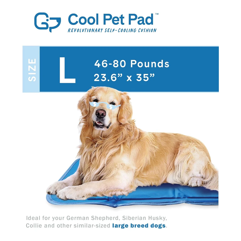 b006nonhne_3.webp The Green Pet Shop Almohadilla de Enfriamiento para Mascotas - Esta Colchoneta Ayuda a Prevenir Sobrecalentamiento y Deshidratación - Enfría y Calma a Su Perro - Activado Por Presión, Fórmula Gel No Tóxica. - L - Azul