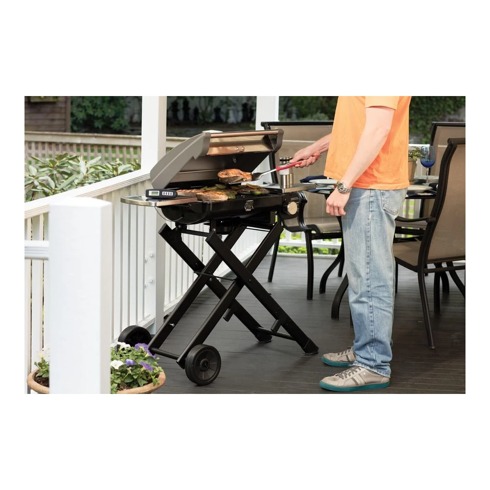 Mesa Parrilla a Gas Propano Cuisinart Portátil - para Uso En Exteriores y Todo Tipo de Comidas - con Base - Acero Inoxidable