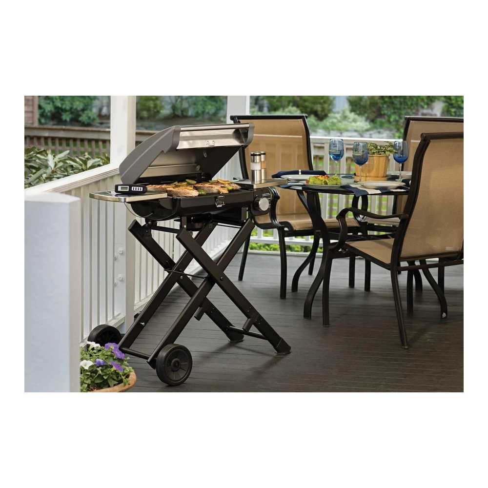 Mesa Parrilla a Gas Propano Cuisinart Portátil - para Uso En Exteriores y Todo Tipo de Comidas - con Base - Acero Inoxidable