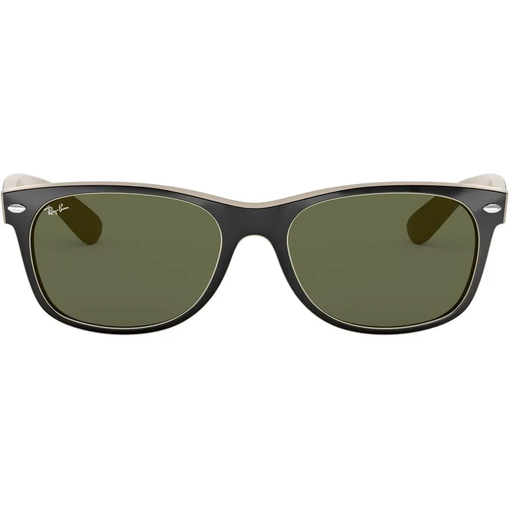 Ray-Ban RB2132 New Wayfarer Gafas de sol para hombre | Black on Beige / Green I