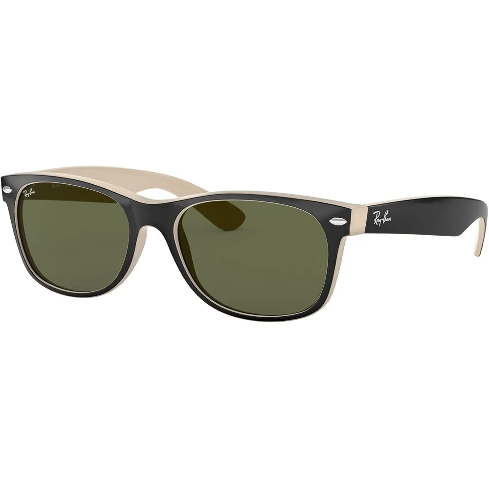 Ray-Ban RB2132 New Wayfarer Gafas de sol para hombre | Black on Beige / Green I