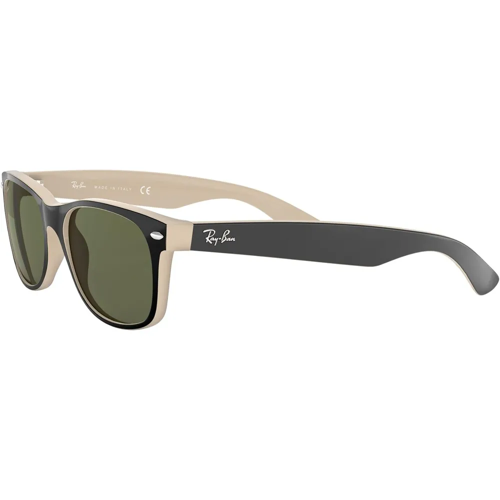 Ray-Ban RB2132 New Wayfarer Gafas de sol para hombre | Black on Beige / Green I