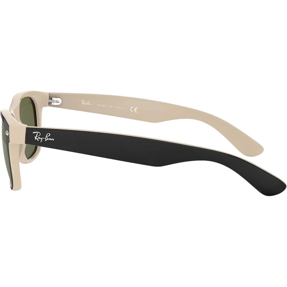 Ray-Ban RB2132 New Wayfarer Gafas de sol para hombre | Black on Beige / Green I
