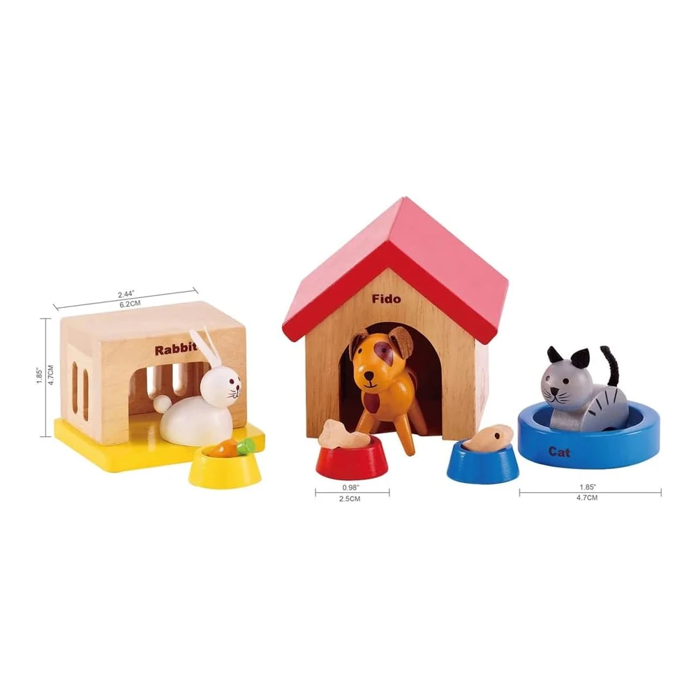 Animales de Madera para Casas de Muñecas Family Pets de Hape