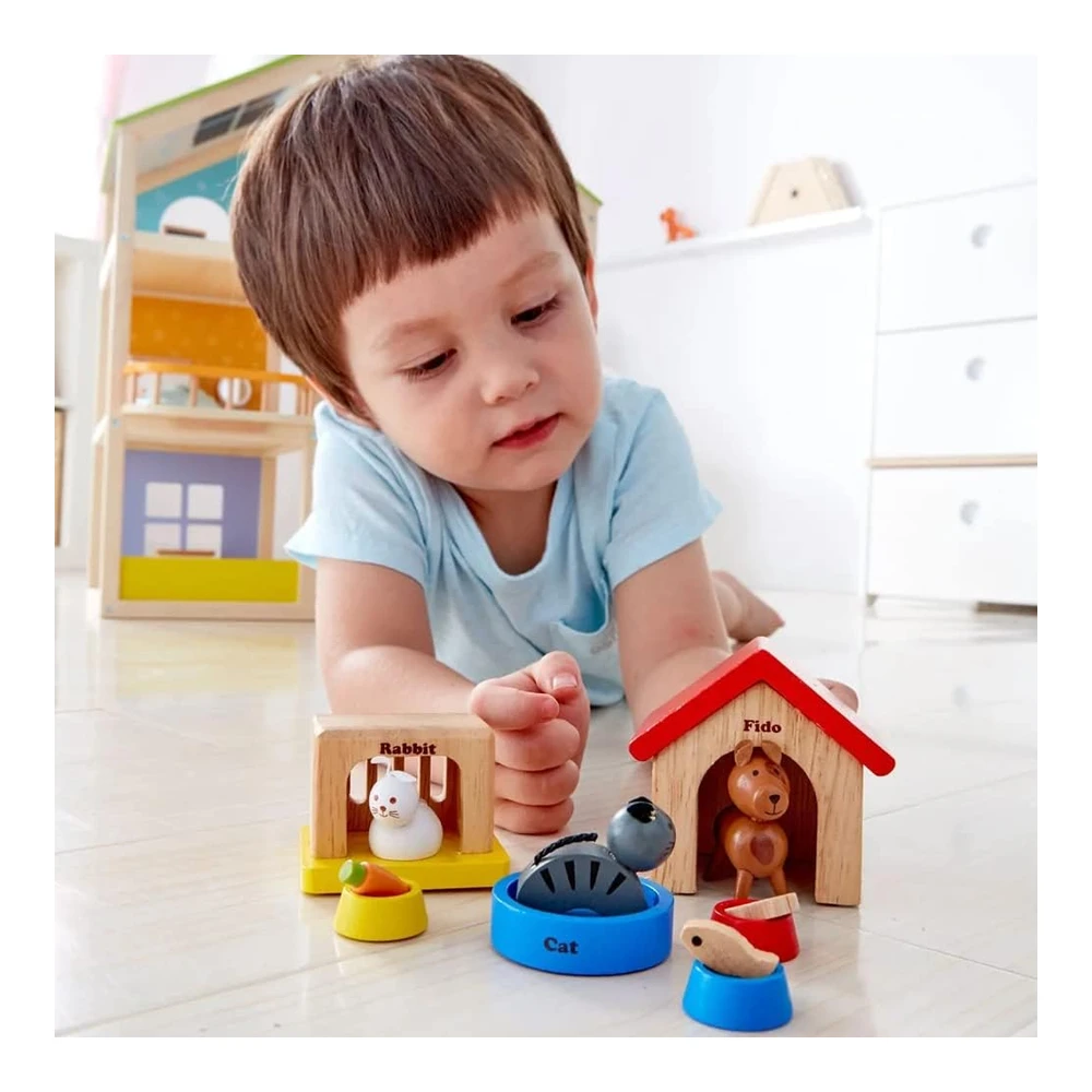 Animales de Madera para Casas de Muñecas Family Pets de Hape
