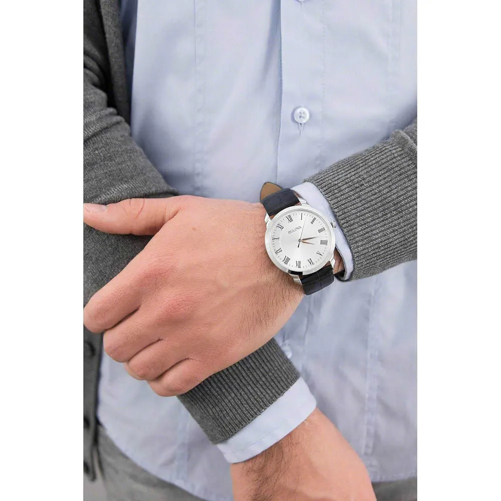 b0088bmx44_2_webp.webp Bulova reloj clásico hombre cuarzo 3 agujas correa cuero números romanos | Negro