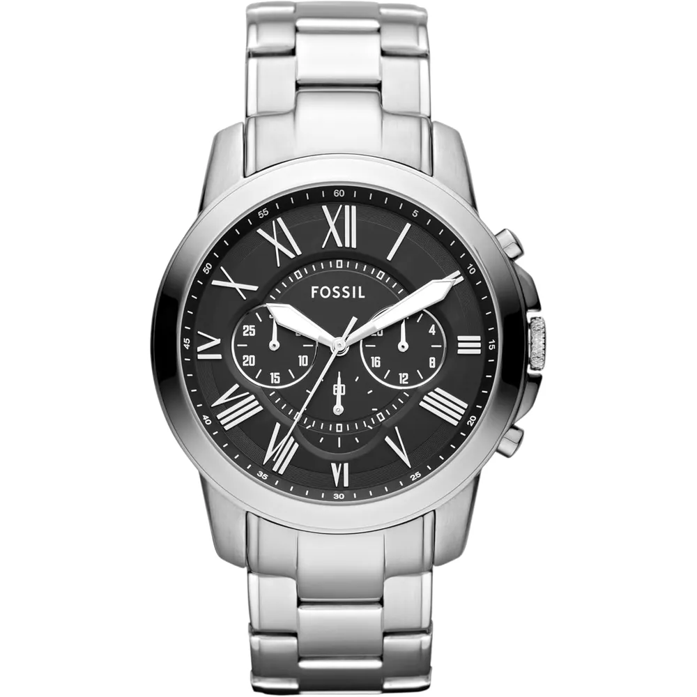 Fossil ME3099 reloj Grant para hombre con cronógrafo | 44 mm - Plata/Negro