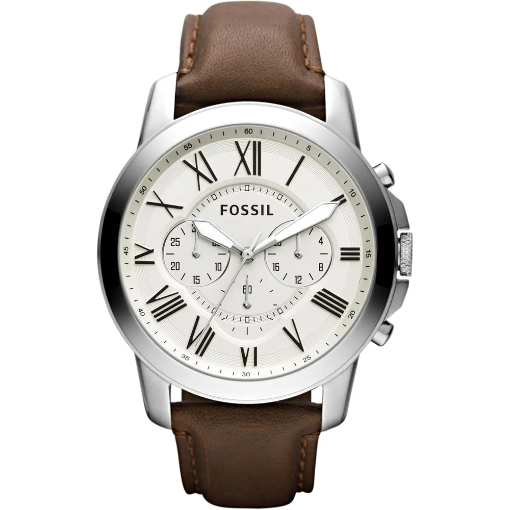 Fossil ME3099 reloj Grant para hombre con cronógrafo | 44 mm - Silver/Brown