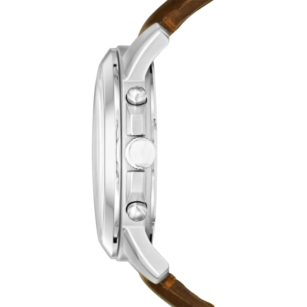 Fossil ME3099 reloj Grant para hombre con cronógrafo | 44 mm - Silver/Brown