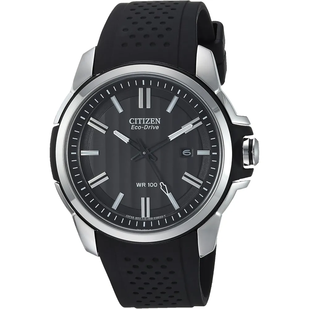 Citizen AW1150-07E reloj para hombre Eco-Drive Weekender con correa de poliuretano | Negro