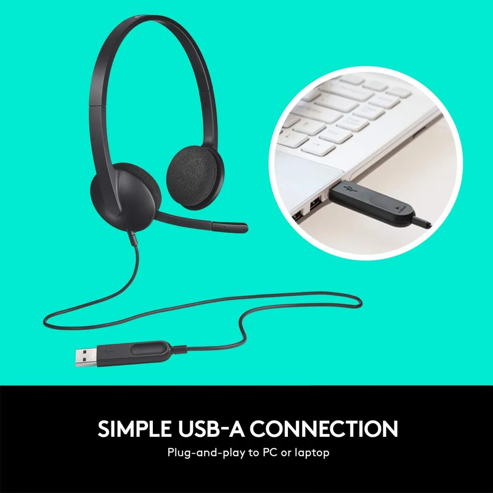 AUDÍFONOS ALÁMBRICOS H340 LOGITECH | NEGRO