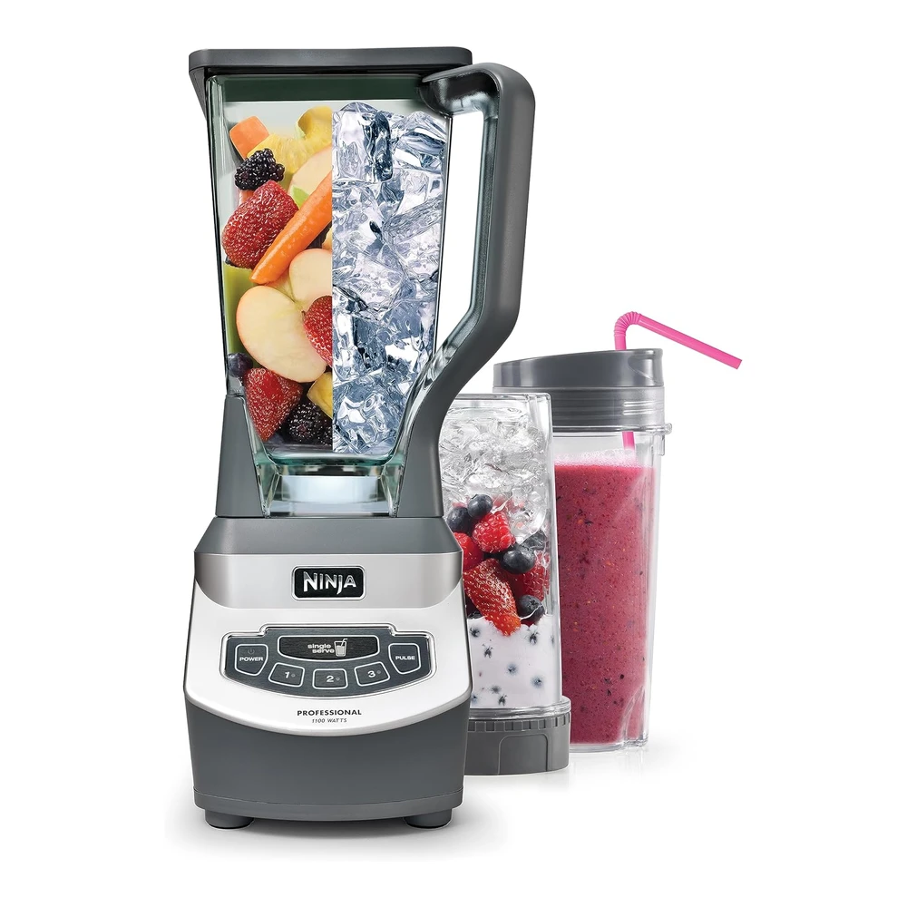 NINJA LICUADORA DE ENCIMERA 1100 W – JARRA GRANDE 72 OZ Y TAZAS 16 OZ – GRIS