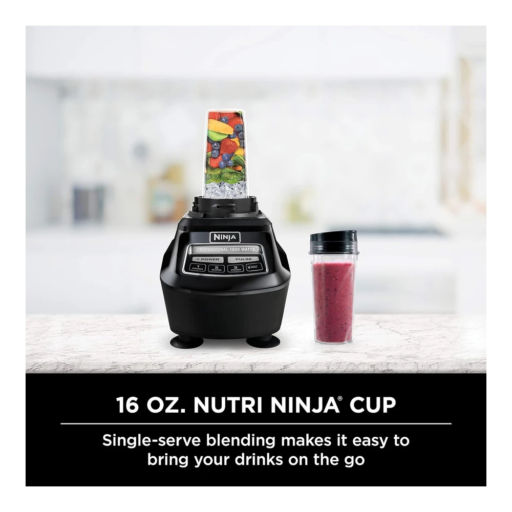 NINJA BL770 MEGA SISTEMA DE COCINA - 1500 W - 4 FUNCIONES PARA BATIDOS - PROCESAMIENTO - MASA - BEBIDAS Y MÁS - CON JARRA DE LICUADORA DE 72 ONZAS - TAZÓN DE PROCESADOR DE 64 ONZAS - (2) TAZAS PARA LLEVAR Y (2) TAPAS - NEGRO