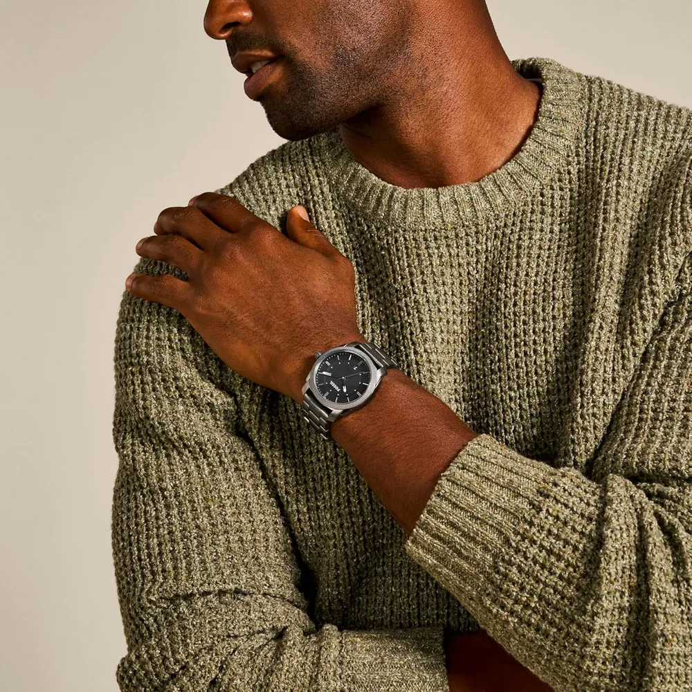 Fossil reloj de cuarzo mecánico para hombre, acero inoxidable | Gris