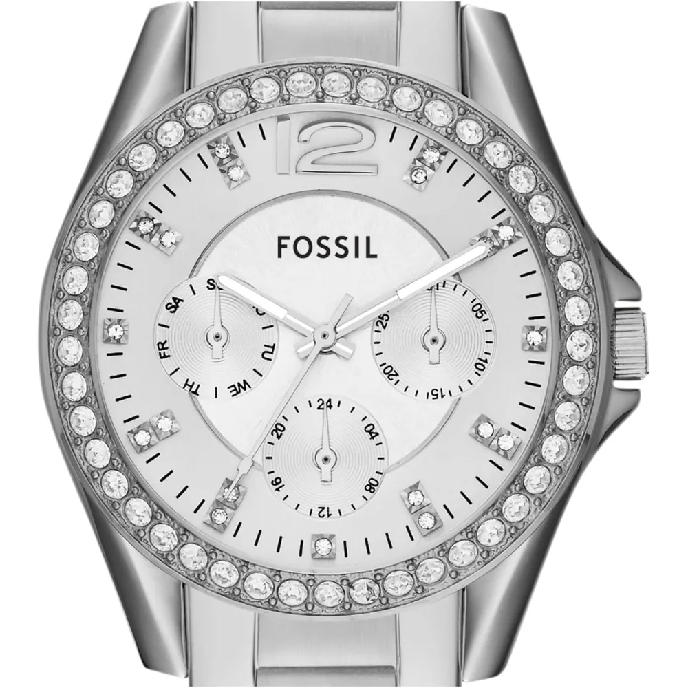 Fossil reloj multifunción Riley para mujer, acero inoxidable | Plata