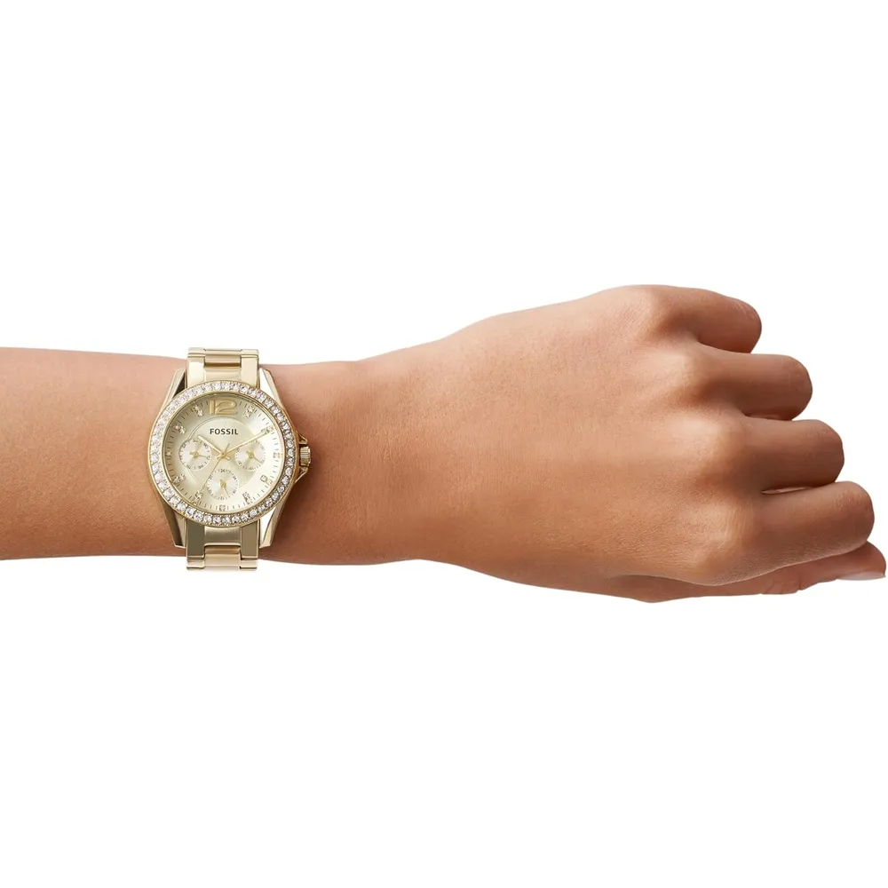 Fossil reloj multifunción Riley para mujer, acero inoxidable | Oro