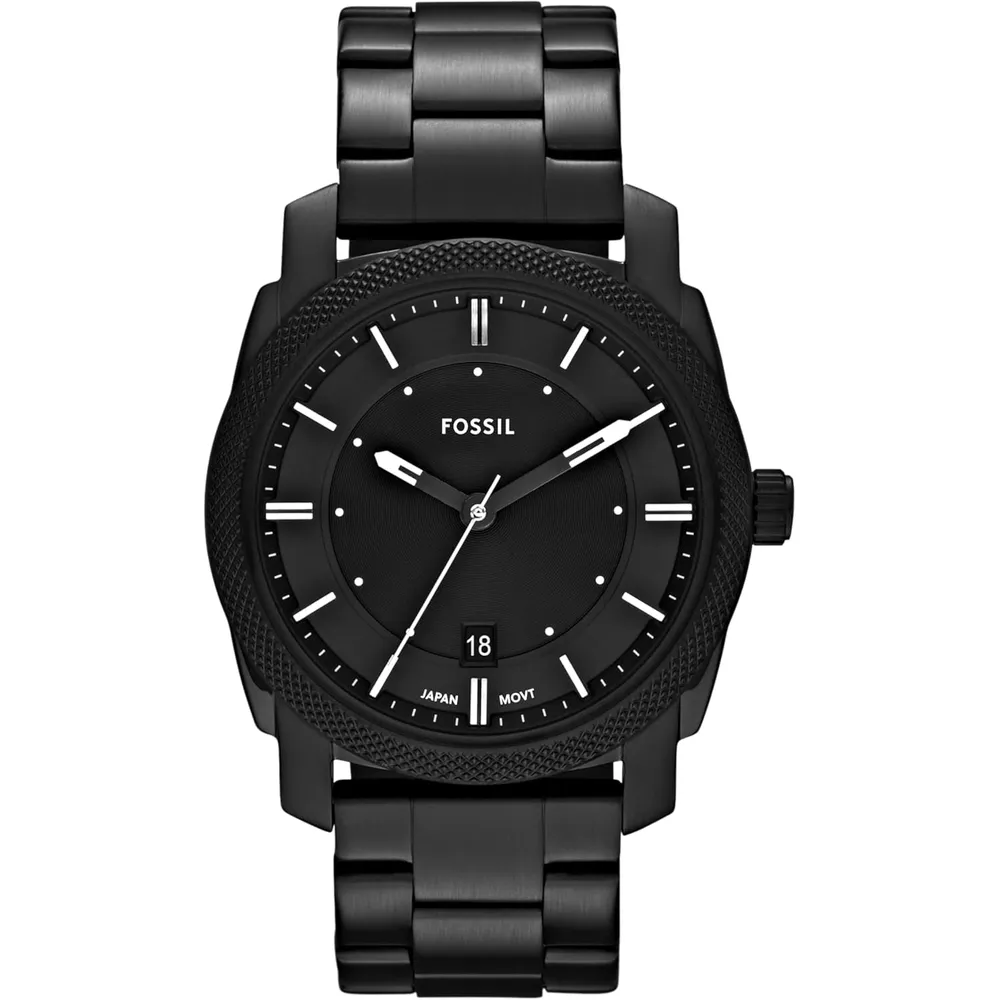 Fossil reloj de cuarzo para hombre, acero inoxidable y tres agujas | Negro