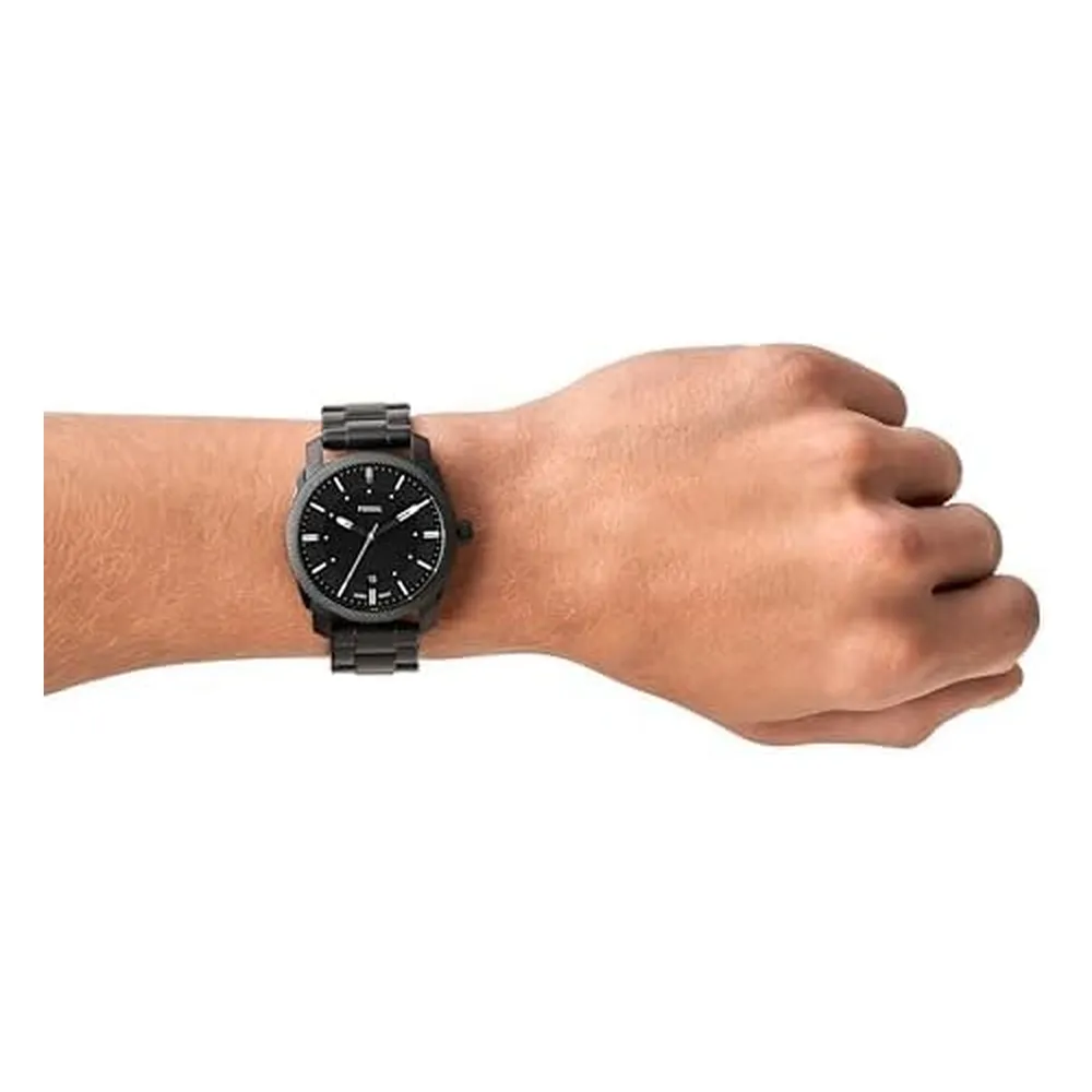 Fossil reloj de cuarzo para hombre, acero inoxidable y tres agujas | Negro