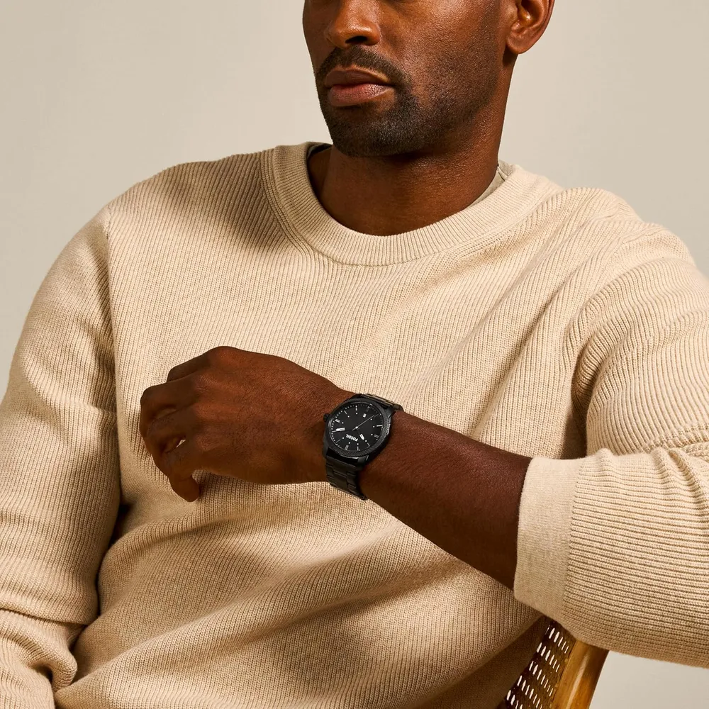 Fossil reloj de cuarzo para hombre, acero inoxidable y tres agujas | Negro