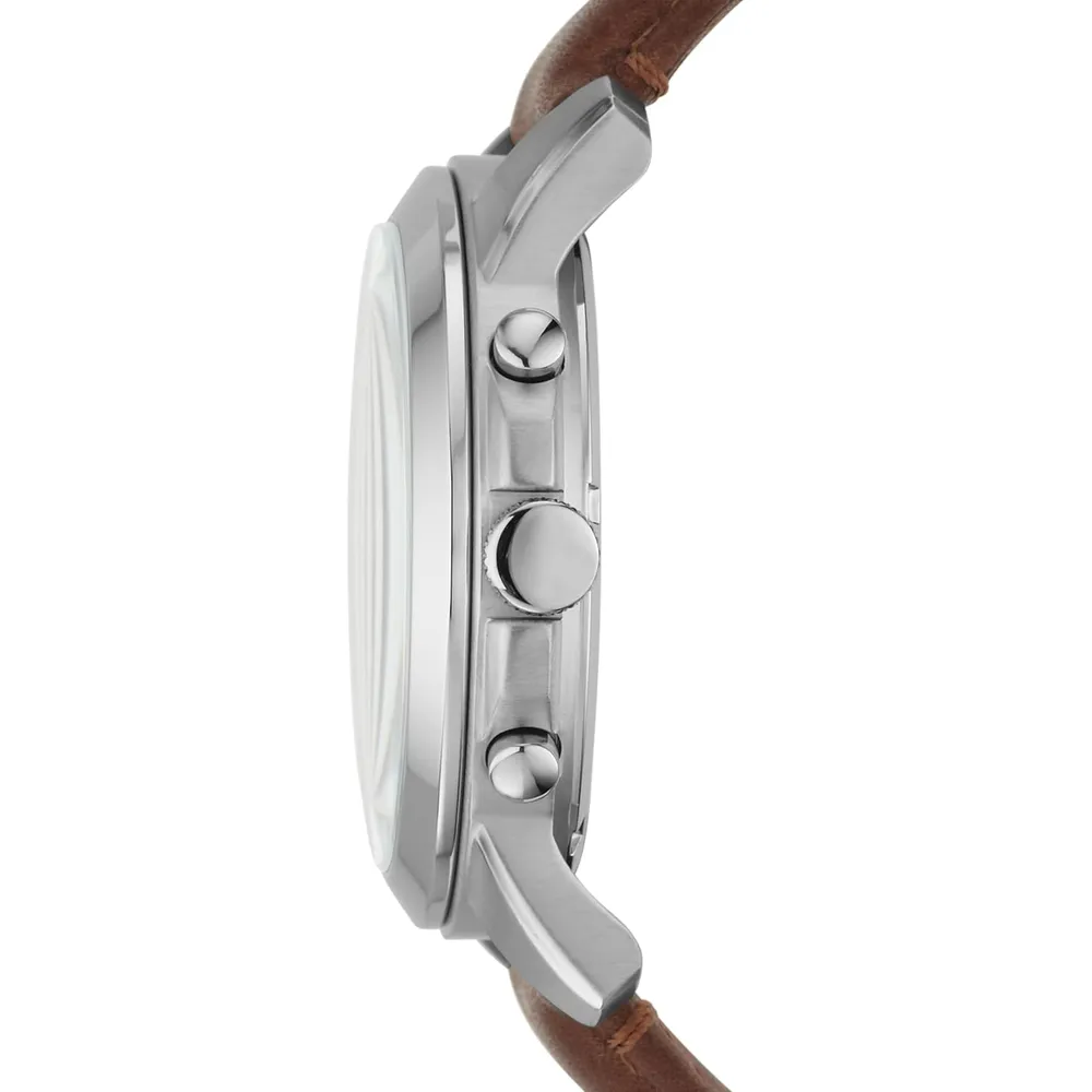 Fossil ME3099 reloj Grant para hombre con cronógrafo | 44 mm - BlackLeather/Silver/Black