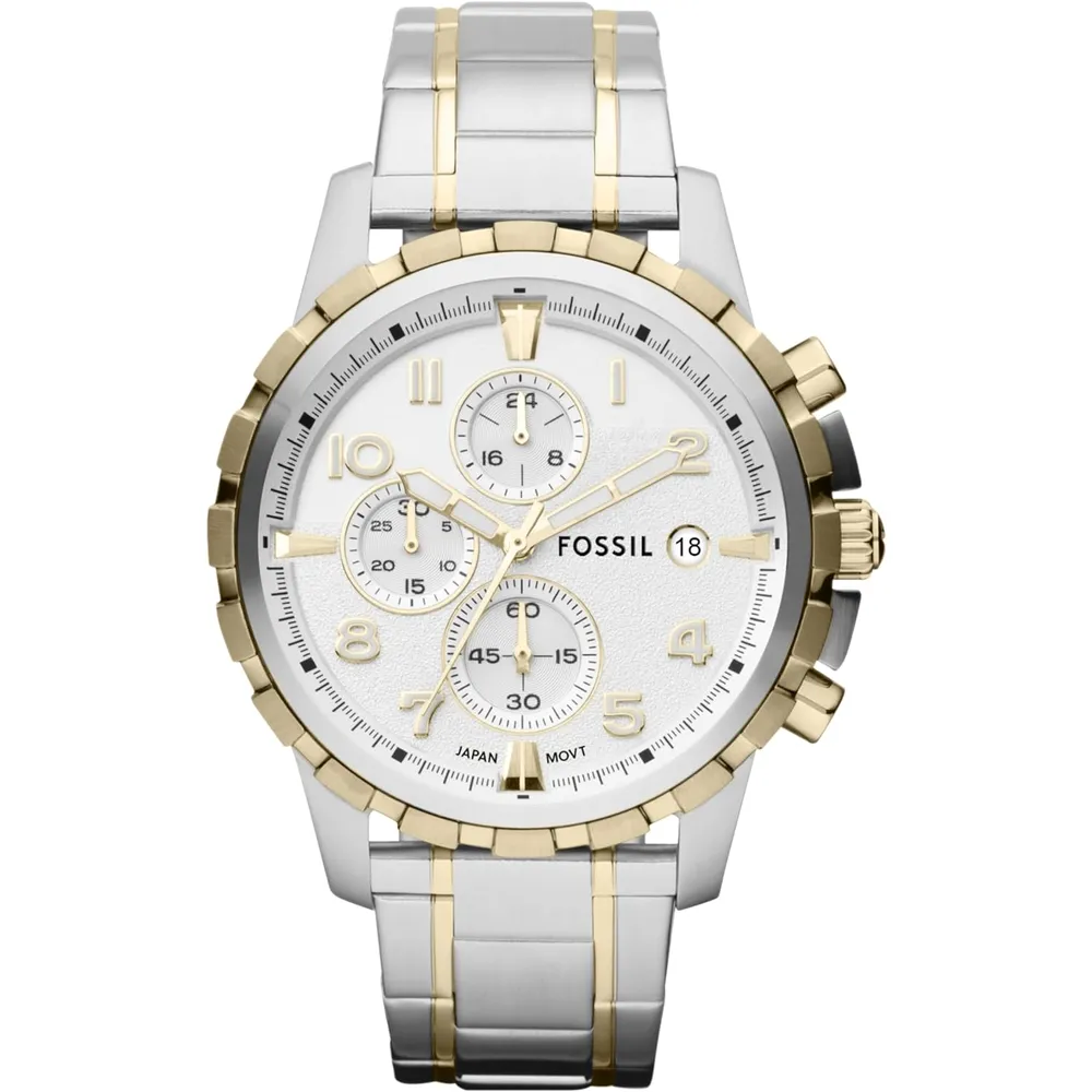 Fossil reloj cronógrafo Dean de cuarzo para hombre | Plateado/ Dorado