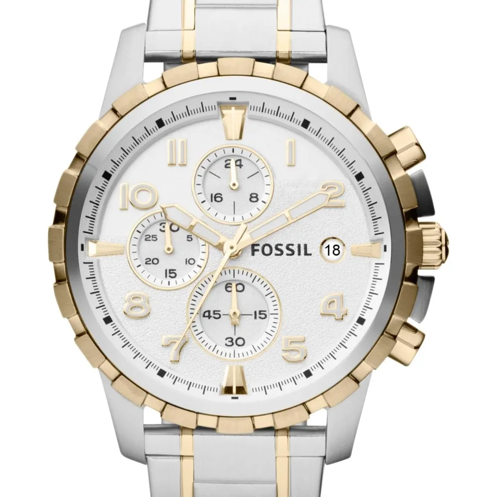 Fossil reloj cronógrafo Dean de cuarzo para hombre | Plateado/ Dorado