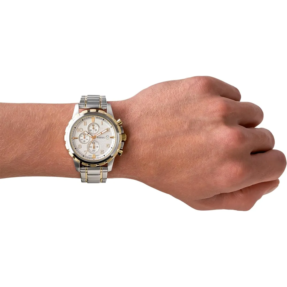 Fossil reloj cronógrafo Dean de cuarzo para hombre | Plateado/ Dorado
