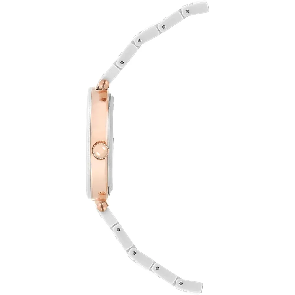 Anne Klein AK/1018RGRD reloj para mujer de cerámica | 30 mm - Blanco/Oro rosa