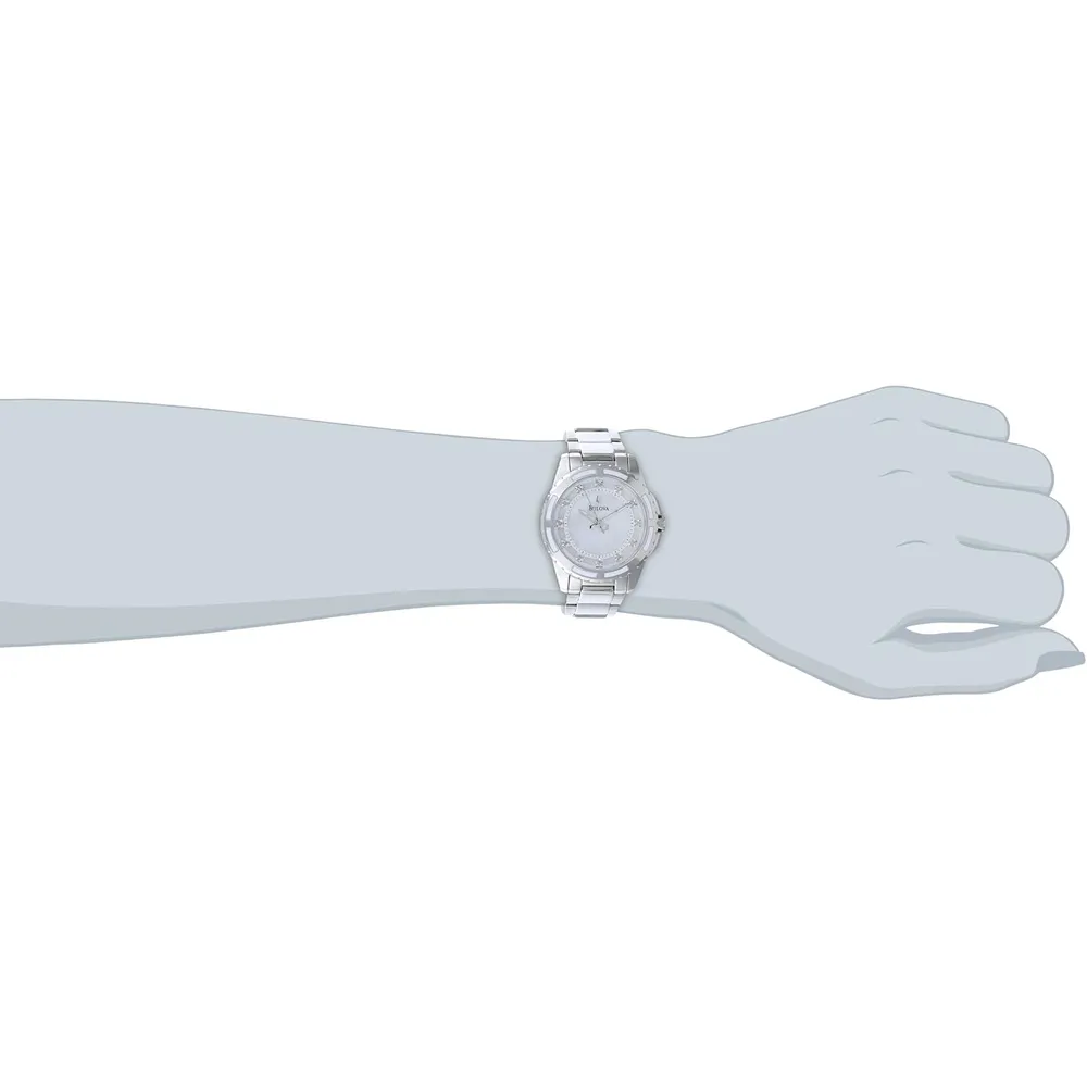 Bulova reloj clásico mujer cuarzo 3 agujas diamantes nácar | Plata