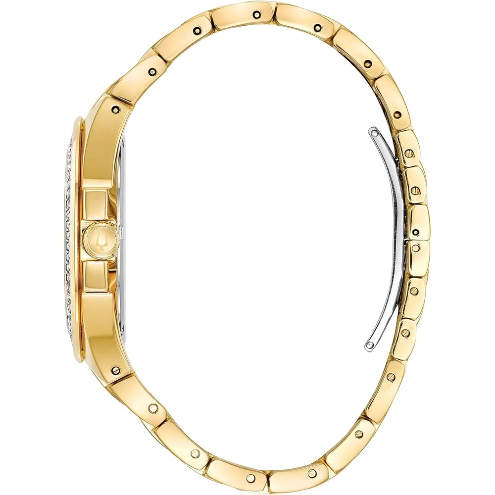 Bulova reloj de cuarzo cristal para hombre de acero inoxidable | Oro