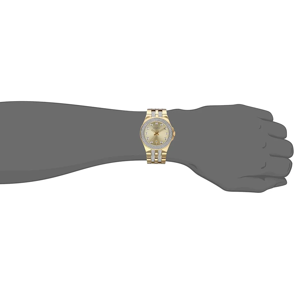 Bulova reloj de cuarzo cristal para hombre de acero inoxidable | Oro