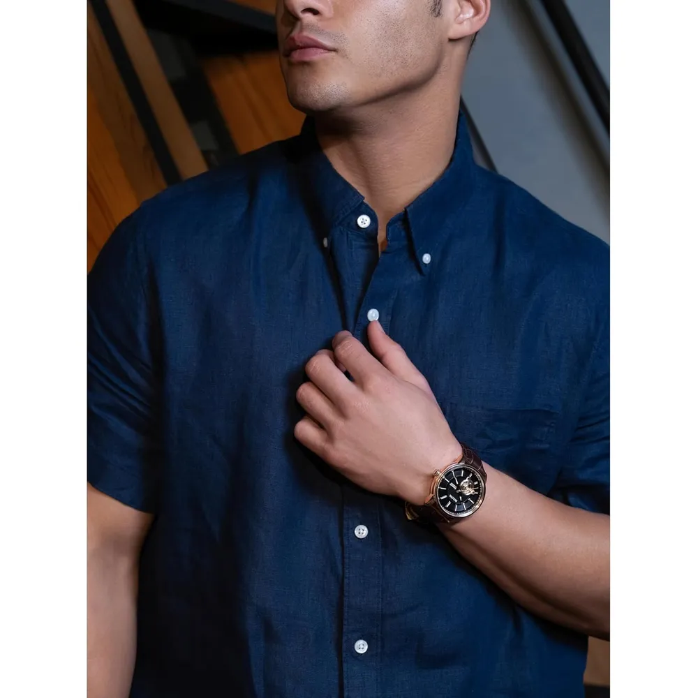 Bulova reloj clásico hombre automático 3 agujas correa piel | Marrón