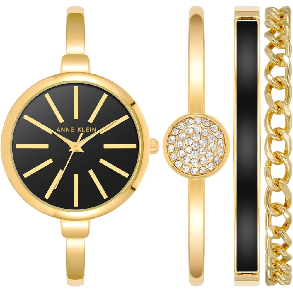 Anne Klein AK/1470GNST reloj femenino con set de pulseras | 32 mm - Oro/negro