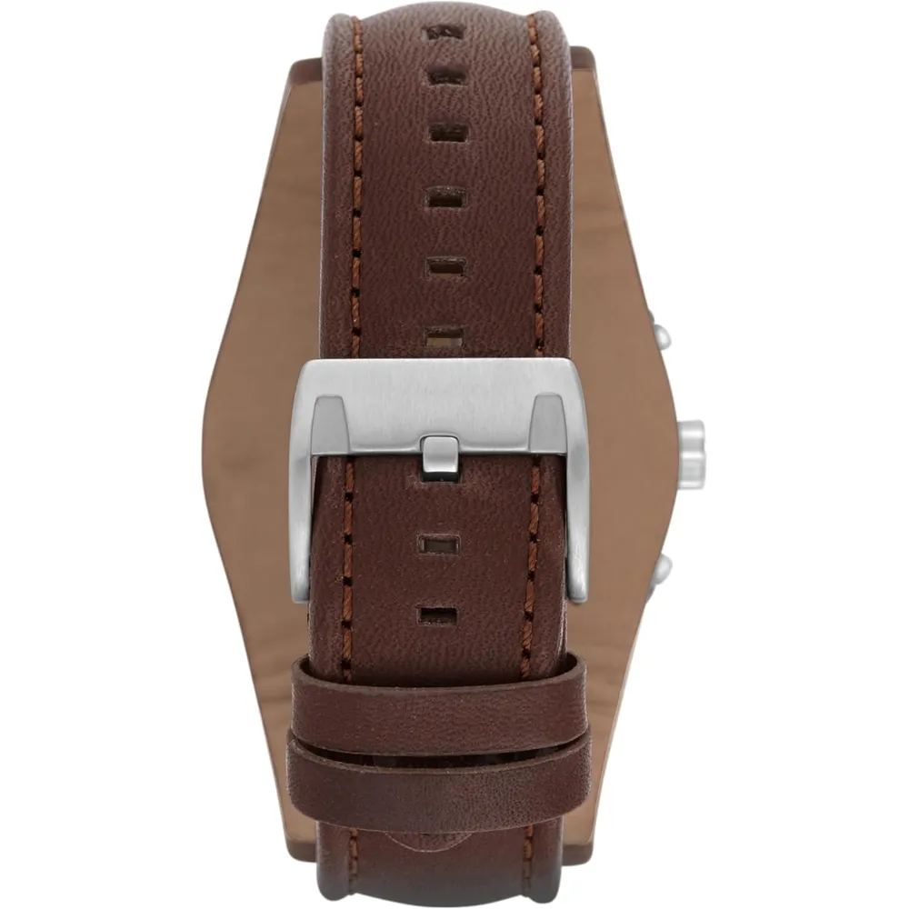 Fossil CH2565 reloj para hombre Coachman cronógrafo con acero y cuero | 45 mm - Marrón/Negro