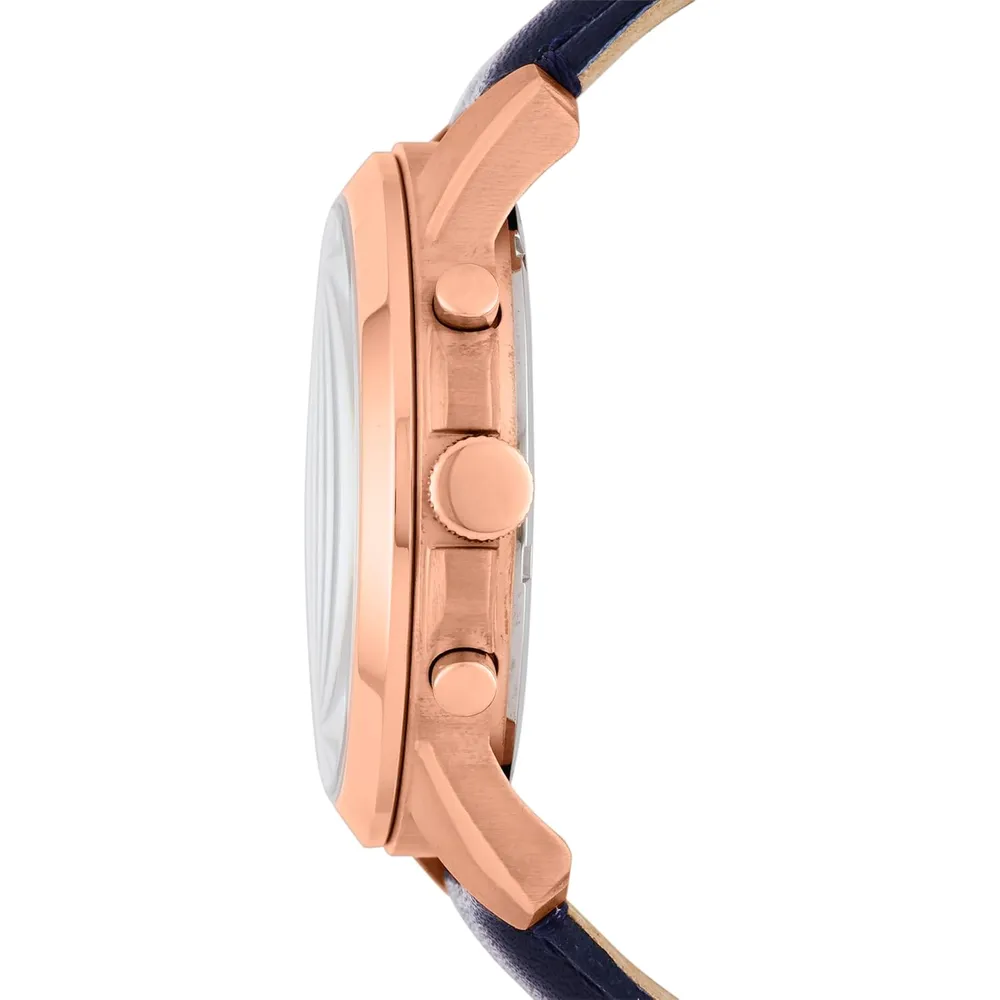 Fossil ME3099 reloj Grant para hombre con cronógrafo | 44 mm - Oro rosa/Azul
