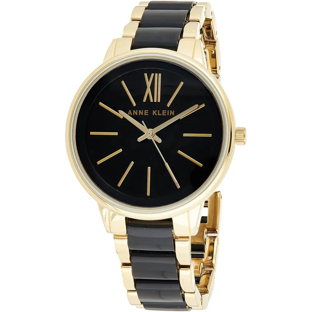 Anne Klein AK/1413LBSV reloj para mujer con pulsera de resina | 37 mm - Negro/Oro