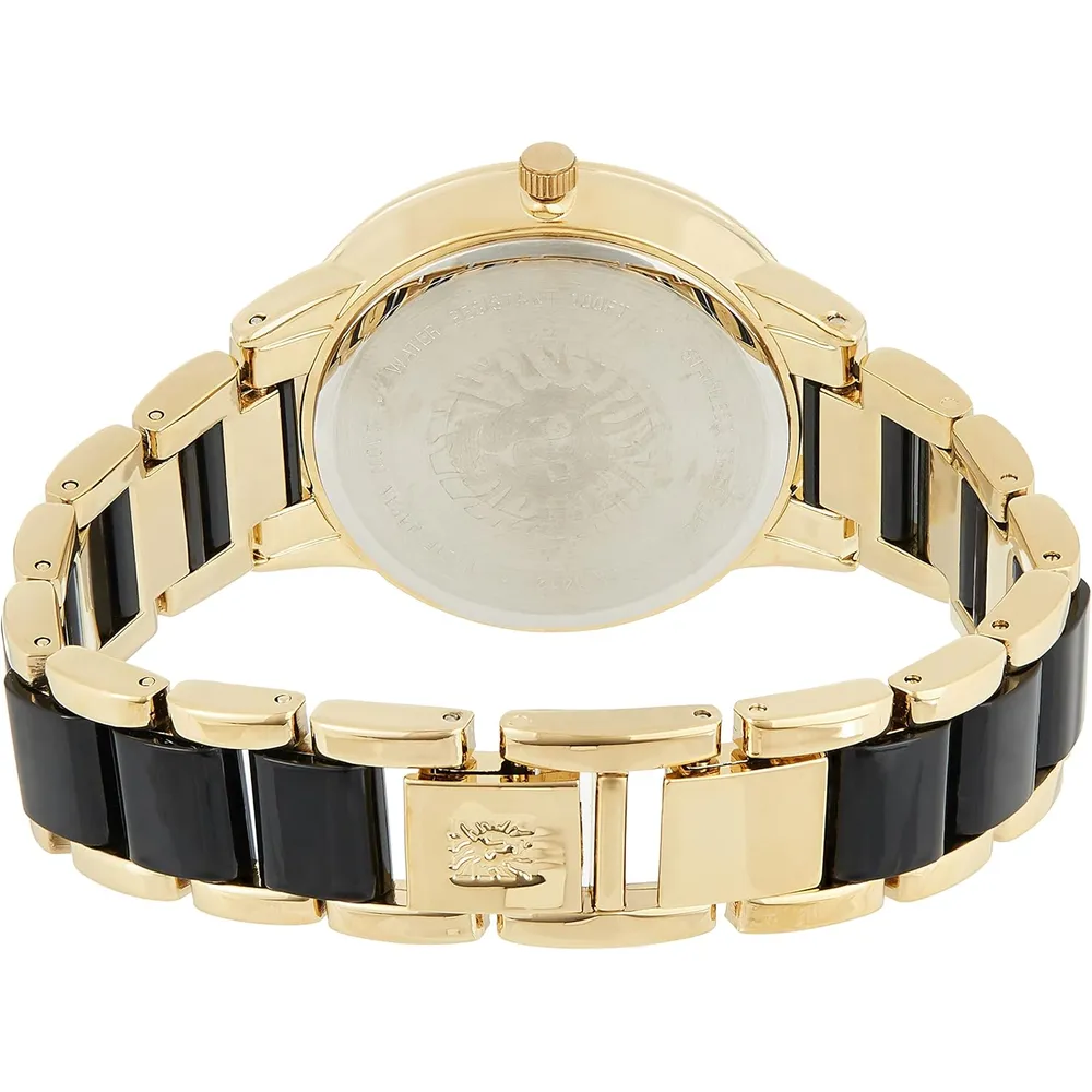 Anne Klein AK/1413LBSV reloj para mujer con pulsera de resina | 37 mm - Negro/Oro
