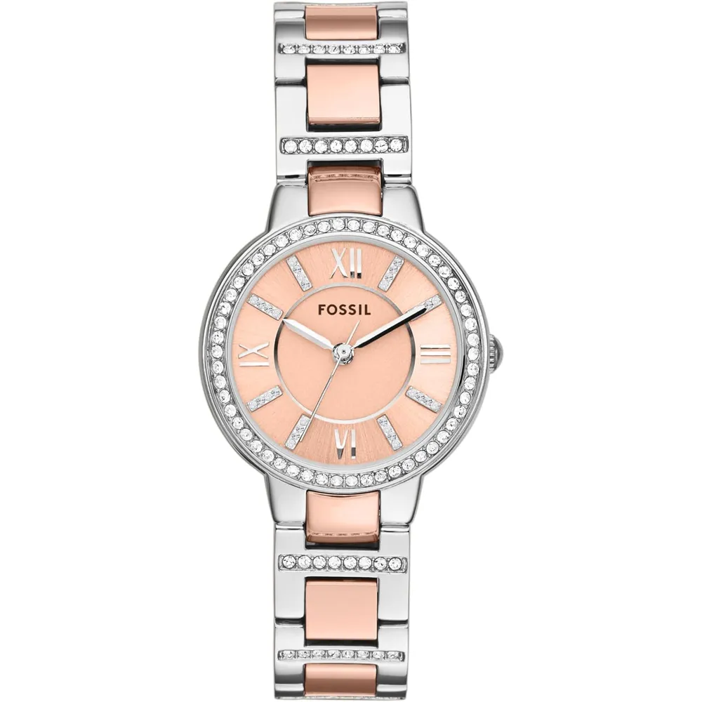 Fossil reloj de cuarzo Virginia para mujer | Plateado/ Oro Rosa