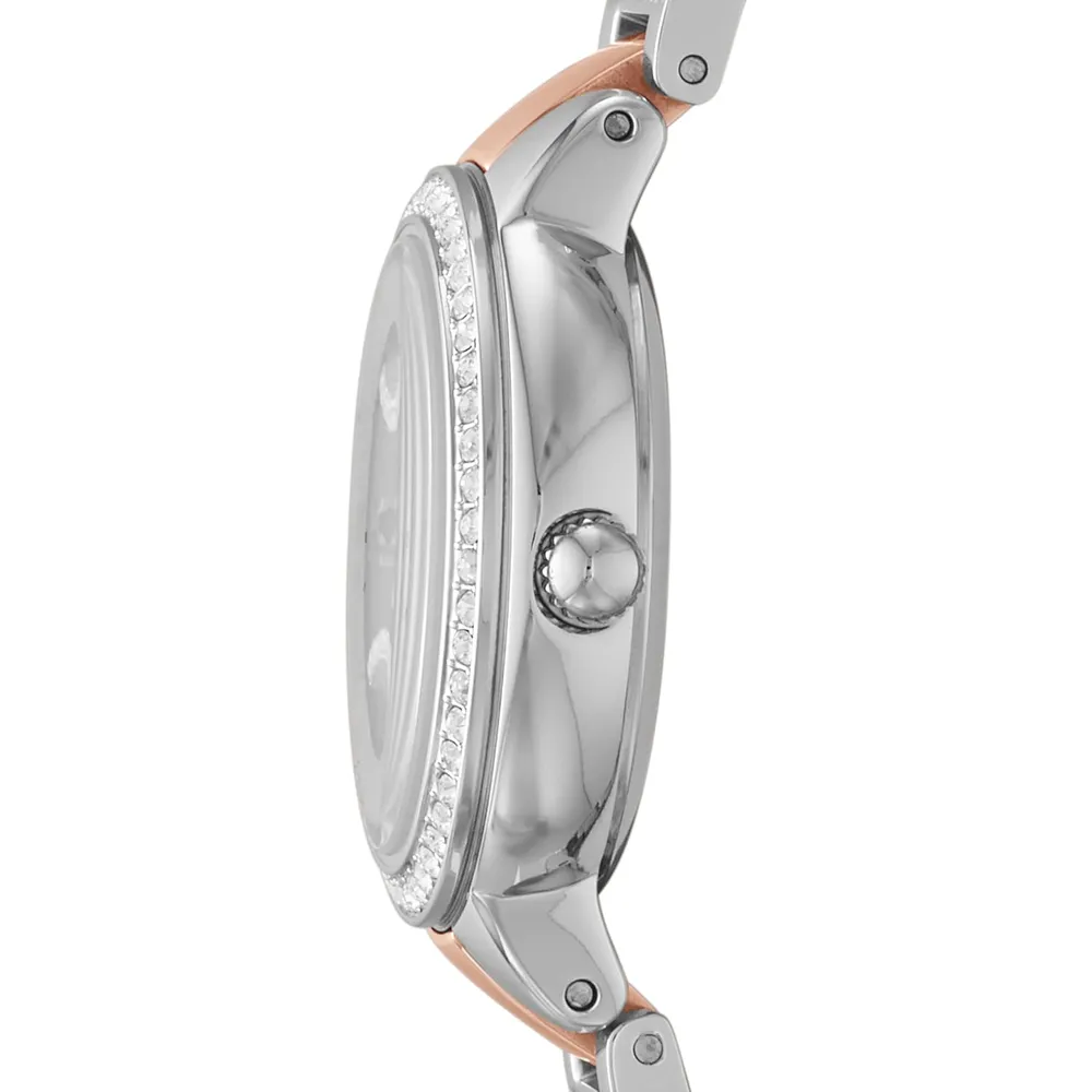 Fossil reloj de cuarzo Virginia para mujer | Plateado/ Oro Rosa